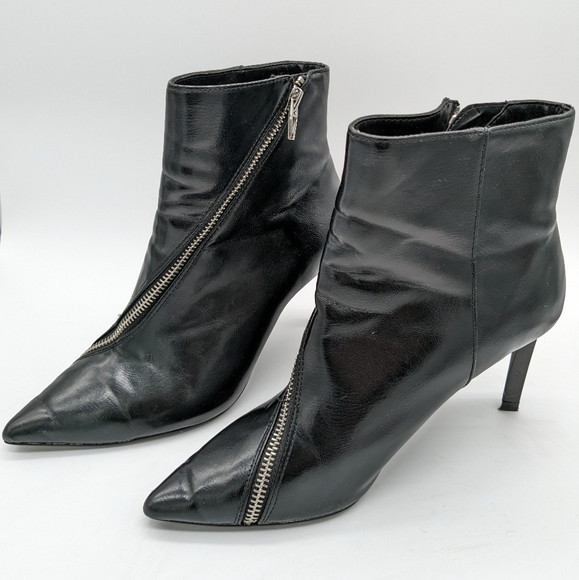 Bershka Black Patent Leather Pointy Toe Sillito Zip-up Bootie 36 US 5/6 - Picture 13 of 13